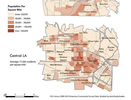 Population density Central L.A. chart